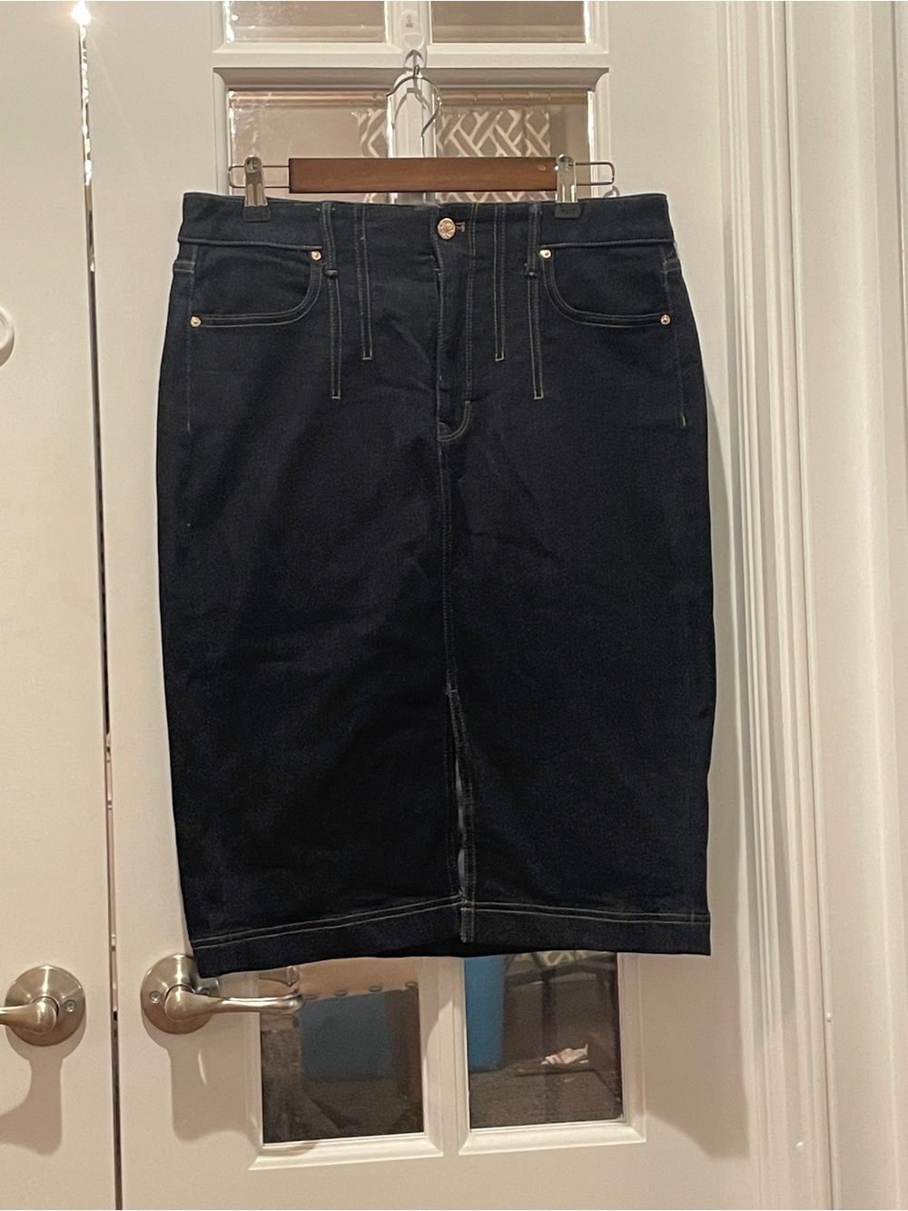 White House Black Market Black Denim Pencil Skirt